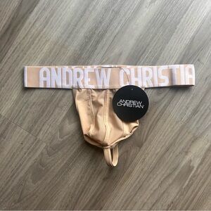 Andrew Christian | Breeze Sports Mesh Y Back Thong in Sand Tan Beige (Medium)
